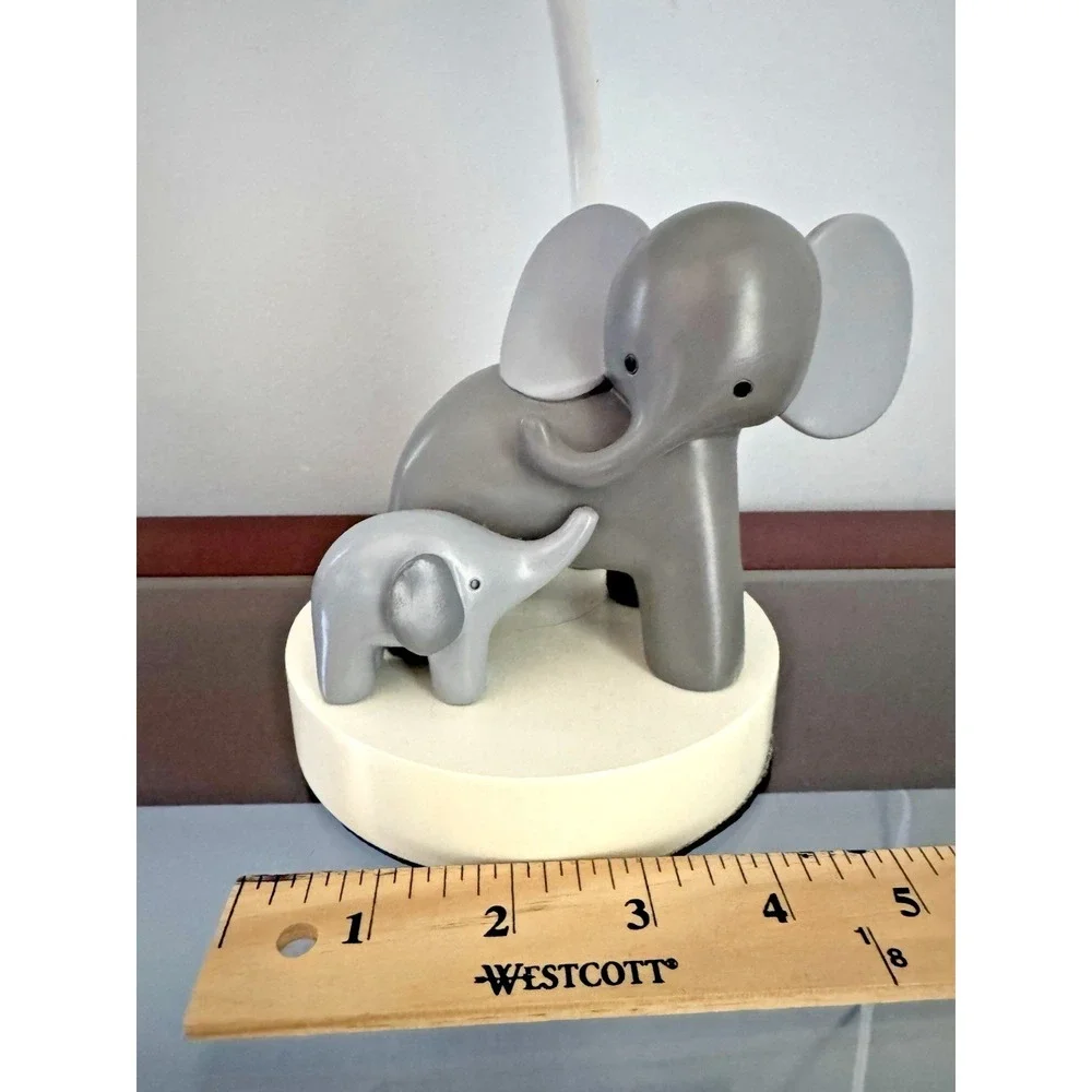 Elephant Nursery Table Lamp Lambs & Ivy Mother Baby Gray White w/ Shade